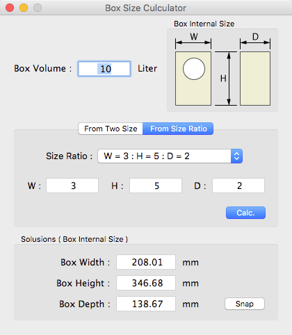 Box Size Calculator From Size Ratio window imagee.